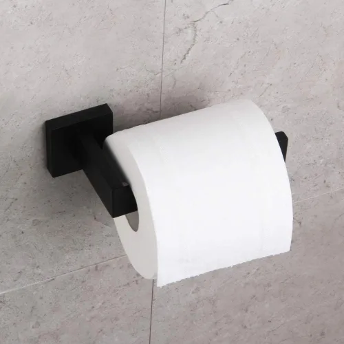 Miniatura 8 de GERZWY Juego de accesorios de baño negro mate SUS304 acero inoxidable ducha de baño conjunto 2 piezas (soporte de papel higiénico toalla anillo)
