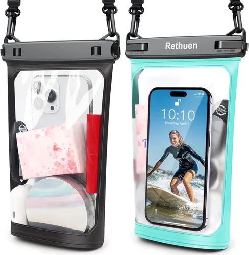 Bolsa flotante grande impermeable para teléfono, paquete de 2 bolsas secas para teléfono celular para iPhone 17, 16, 15, 14, 13 Pro Max, Galaxy S24,