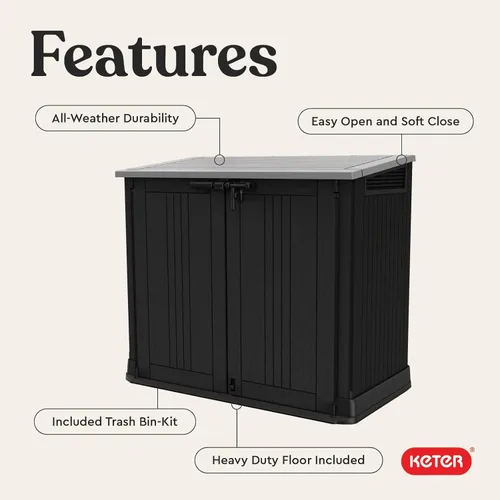 Miniatura 4 de Keter Store-It-Out Prime - Cobertizo de almacenamiento exterior de resina de 4.3 x 3.7 pies con bisagras de fácil elevación, perfecto para Negro