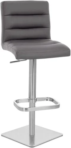 Miniatura 25 de ZURI Taburete de bar moderno negro de altura ajustable con base plana redonda cepillada