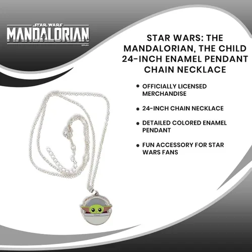 Miniatura 6 de Star Wars The Mandalorian, The Child - Collar de cadena con colgante de esmalte de 24 pulgadas