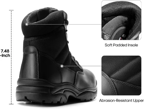 Miniatura 4 de NORTIV 8 Botas de trabajo tácticas impermeables para hombre, de cuero, para senderismo, militares, 6 pulgadas, botas de combate para motocicleta