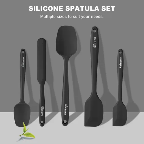 Miniatura 7 de NileHome Juego de espátulas de silicona, 5 utensilios de cocina de grado alimenticio con cepillo de silicona, resistente al calor hasta 600 °F