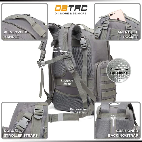 Miniatura 6 de DBTAC - Mochila para pañales para papá, bolsa de pañales grande para hombre con cambiador, bolsillos aislados+para limpiar, correas para cochecito