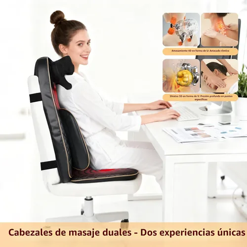 Miniatura 4 de Masajeador de cuello y espalda con calor – Shiatsu masajeador de espalda completa para caminar con amasado profundo y cojín de asiento vibración