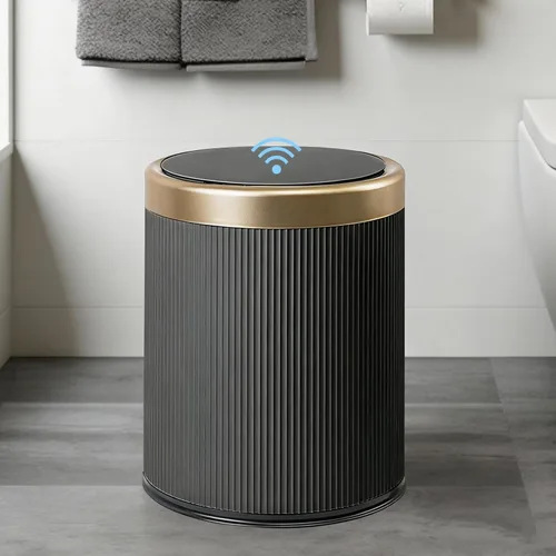 Miniatura 7 de URALFA Cubo de basura automático con sensor de movimiento para baño con tapa, cubo de basura sin contacto, cubo de basura inteligente a prueba