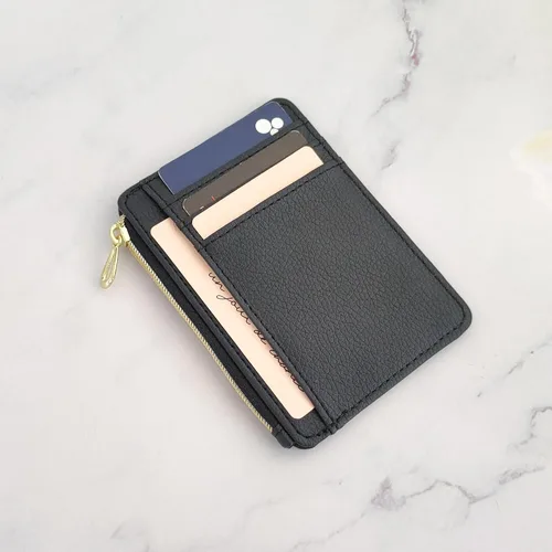 Miniatura 3 de CATCH ON Cartera pequeña para mujeres y hombres, delgada y minimalista de piel sintética, bolsillo frontal, tarjetero con bolsillo con cremallera