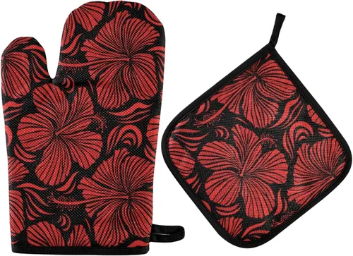Miniatura 42 de ZZXXB Spring Bird - Guantes de cocina dobles con diseño floral de mariposa, resistentes al calor, antideslizantes, extra largos de 7 x 35 pulgadas