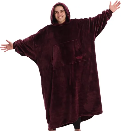 THE COMFY Dream | From Shark Tank | Patented | No Sherpa | Light Wearable Blanket Hoodie | Gift for Women & Men | One Size Borgoña Largo