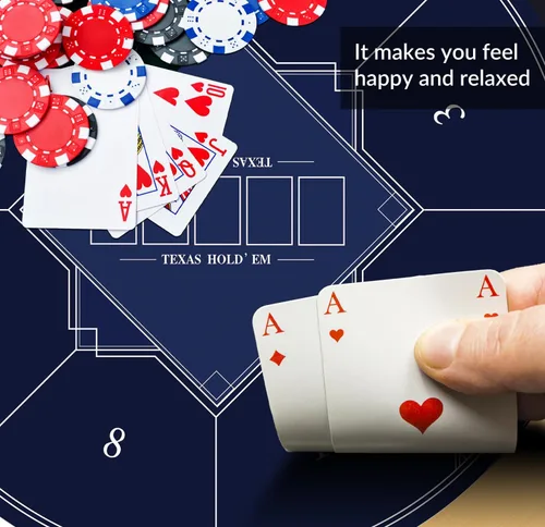 Miniatura 5 de nuveti Alfombrilla de póquer redonda de 61/79/119/140/160 cm para Texas Holdem Mesa de póquer portátil con diseño Art Deco para jugar cartas, 24.0