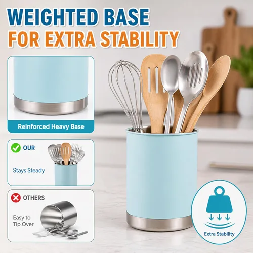 Miniatura 5 de Creative Home Soporte para utensilios de acero inoxidable: organizador grande de herramientas de cocina de 6.3 pulgadas para decoración de cocina