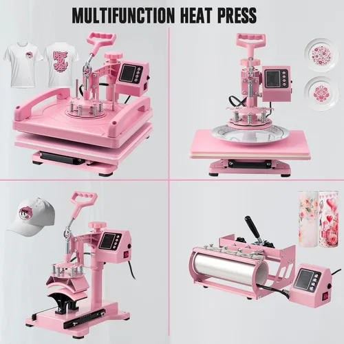 Miniatura 2 de Leomru - Máquina de prensa de calor 5 en 1 de 15 x 15 pulgadas, máquina de prensa de calor para camisetas, sombrero, gorra, taza, plato, giro