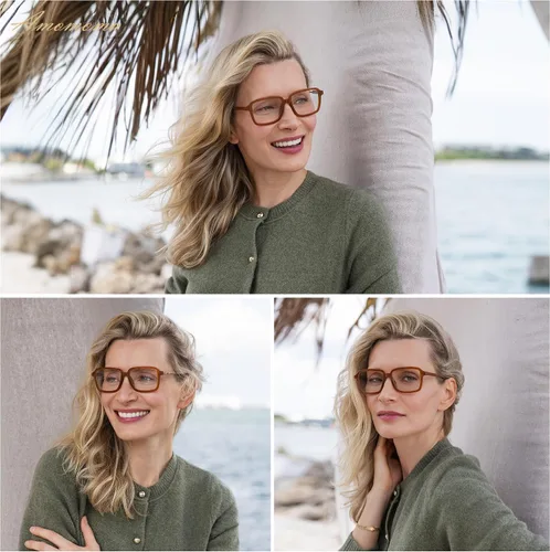 Miniatura 4 de AMOMOMA Paquete de 2 lentes de lectura retro para mujeres y hombres, marco rectangular para lector de computadora con luz azul AM6198