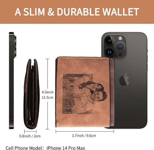 Miniatura 3 de Easycosy Cartera con fotos personalizada para hombres, regalo personalizado con imagen grabada y nombre para novio, marido, papá, padrinos de boda