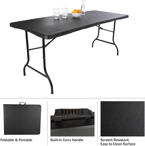 Miniatura 6 de Lavish Home Mesas plegables portátiles – Escritorio plegable portátil ligero – Mesa de plástico de 6 pies de largo para camping, jugar a las cartas