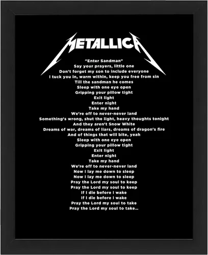 Impresión de Arte de Pared con Letras de Canciones de Rock Clásico - Decoración Musical Tipográfica para Hogar, Oficina, Estudio y Bar - Arte de