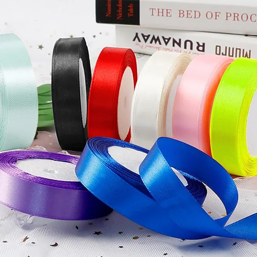 Miniatura 6 de Swpeet 10 rollos de 10 colores de 2/5 pulgadas x 25 yardas, de una sola cara, tela de cinta de satén, cinta de satén para envolver regalos