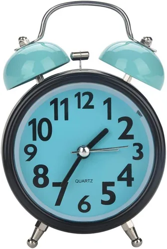 Boquite Reloj despertador, reloj despertador mecánico, doble ultra silencioso reloj despertador mecánico movimiento de cuarzo escritorio mesa reloj