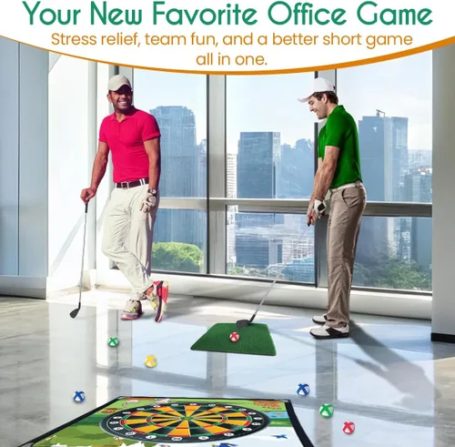 Miniatura 4 de Juego de Dardos de Chip de Golf Grande de 6.5 pies × 6.5 pies con 20 Pelotas Adhesivas Coloridas, Red de Práctica de Golf Interior y Exterior