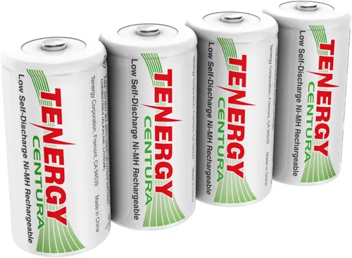 Tenergy Centura NiMH Baterías recargables C, batería C de 4000 mAh, batería de celda C de baja autodescarga, batería precargada de tamaño C, paquete
