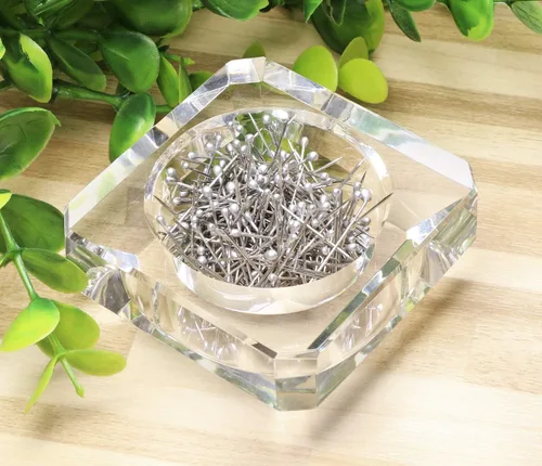 Miniatura 2 de Shapenty Alfileres de acolchado rectos de acero inoxidable de 1.024 in/1 pulgada, alfileres de cabeza de bola de satén fino para manualidades