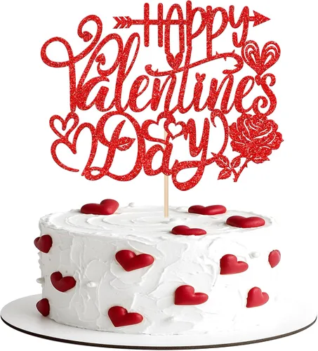 Miniatura 10 de Paquete de 24 adornos para cupcakes con purpurina en forma de corazón con temática de amor dulce, decoración de pasteles para el día de San
