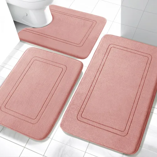Miniatura 13 de YIHOUSE Juego de alfombras de baño de espuma viscoelástica, juego de 2 piezas, tapetes de baño antideslizantes para baño, juego de alfombras de baño