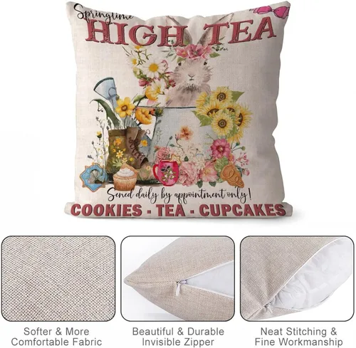 Miniatura 7 de Divertidas fundas de almohada de gnomo de Pascua, huevos de Pascua, zanahorias, divertidas fundas de almohada de 16 x 16 pulgadas, decoración