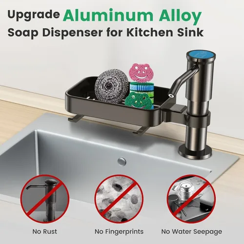 Miniatura 2 de Dispensador de jabón para fregadero de cocina, bomba dispensadora de jabón de aleación de aluminio con soporte, kit de tubo de extensión de 40