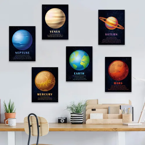 Miniatura 4 de Outus 12 pósteres educativos del sistema solar laminados para niños, espacio y planetas, gráficos de pared para niños pequeños, aula, dormitorio