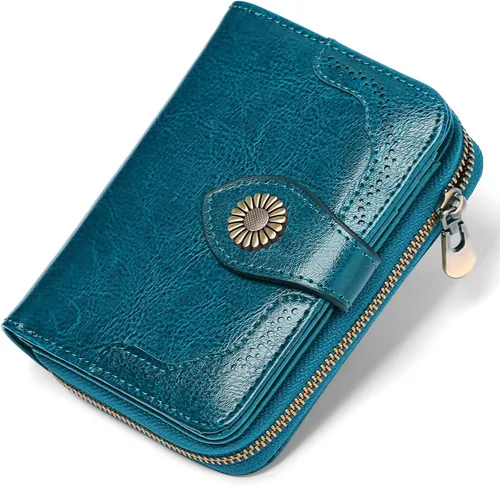Miniatura 12 de SENDEFN Carteras pequeñas para mujer, con bloqueo RFID, de cuero, plegable, tarjetero con ventana de identificación