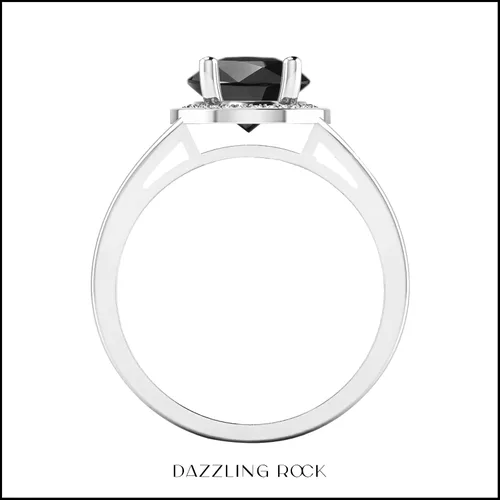 Miniatura 293 de Dazzlingrock Collection Anillo de compromiso redondo de 0.276 in con halo de diamante blanco y vástago dividido para ella en oro macizo de 14