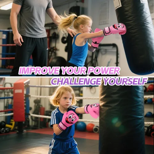 Miniatura 6 de Guantes de boxeo para niños de 3 a 8 años, niños y niñas, guantes de entrenamiento y sparring de boxeo para niños y pequeños para saco de boxeo