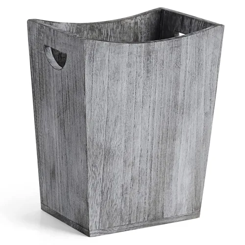 Miniatura 8 de ETELI Cesta de basura de madera pequeña para oficina, papelera rectangular decorativa con 2 asas para baño, dormitorio, cocina, hotel (marrón)