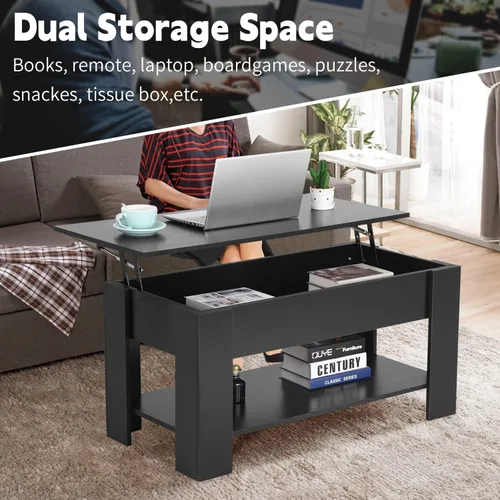 Miniatura 6 de Mesa de centro elevable con compartimento oculto y almacenamiento, mesas de centro elevables de madera moderna para sala de estar y sala