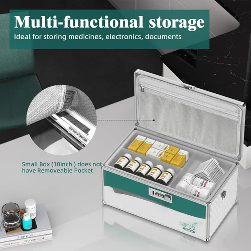 Miniatura 3 de Glosen Caja de bloqueo de medicamentos con código, caja de bloqueo de medicamentos de 2 capas con bandeja flexible 【Pequeña 10 x 6.7 x 6.7