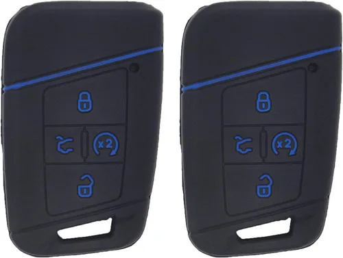 Miniatura 10 de Paquete de 2 fundas protectoras de silicona suave para llavero remoto para VW Volkswagen Tiguan Atlas Jetta Passat Golf Alltrack KR5FS14-US Negro
