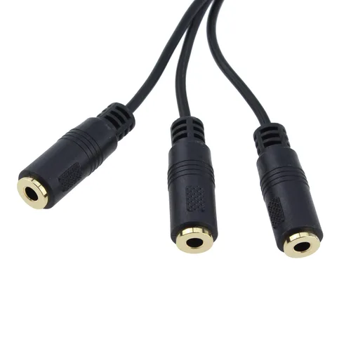 Miniatura 4 de 2 divisor de audio 1M/3F, chapado en oro de 1 pie TRRS macho de 0.138 in a conector estéreo hembra de 0.118 x 0.138 in 1 entrada 3 salidas divisor