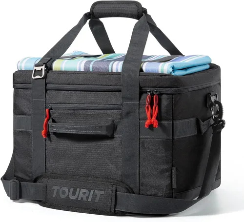 Miniatura 17 de TOURIT Lonchera térmica con lados blandos 48/60 latas gran bolsa de almuerzo plegable, caja de hielo, 8.4/10.6 galones enfriadores sin fugas y Negro