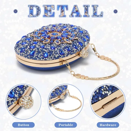 Miniatura 3 de Bolso de mano de noche con diamantes de imitación para mujer, bolsa de mano con diamantes brillantes y brillantes, bolsa de fiesta de boda de cristal