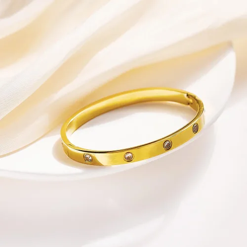 Miniatura 8 de Pulseras de oro para mujer - 4 piezas/3 piezas, juego de pulseras de tenis de 18K de oro chapado, elegantes pulseras de oro no manchadas de acero