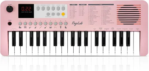 POGOLAB MK1 - Piano de teclado para niños de 37 teclas, mini piano portátil multifunción con excelente calidad de sonido, altavoz integrado y Rosa