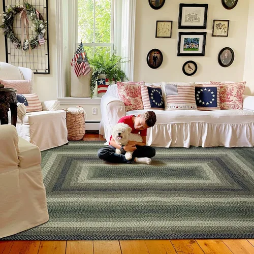 Miniatura 72 de Homespice Alfombras de Área Ovaladas Trenzadas de Yute Denim Azul de 8x10 pies para Sala de Estar, Dormitorio y Comedor. Apto para Mascotas. Estilos
