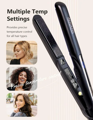 Miniatura 7 de ANGENIL Plancha plana portátil 2 en 1, plancha plana de viaje de doble voltaje, plancha plana de cerámica de 1 pulgada para mujeres, rizos y cabello