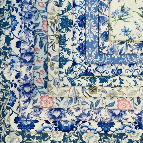 Miniatura 3 de 10 paquetes de tela gruesa de algodón de 18 x 22 pulgadas para máscara de costura, cachemira azul