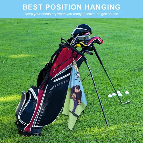 Miniatura 6 de Toalla de golf DUNGGLE 3 piezas, divertido juego de limpieza de palos de golf para bolsas de golf con clip, divertidos regalos para fanáticos