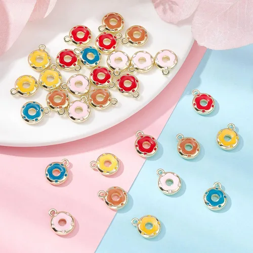 Miniatura 5 de DanLingJewelry Dijes coloridos esmaltados lindos colgantes para hacer joyas y manualidades, Metal no precioso., No es una piedra preciosa