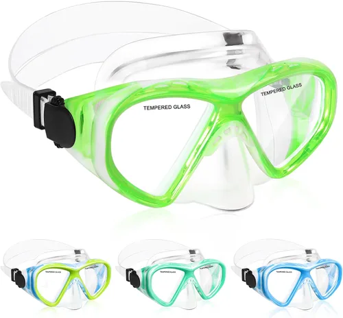 Miniatura 27 de ACQCES Gafas de natación para niños, máscara de buceo para niños y niñas de 5 a 15 años, gafas de natación antivaho de dos colores con cubierta
