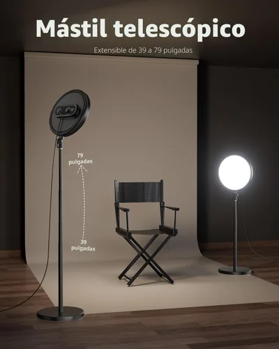 Miniatura 3 de TODI - Anillo de luz grande con soporte de 79 pulgadas, anillo de luz selfie de pantalla completa de 6500K con soporte y soporte para teléfono