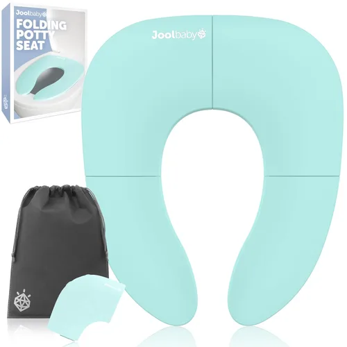 Miniatura 7 de Jool Baby Asiento de entrenamiento para ir al baño plegable para viaje para niños pequeños, se adapta a inodoros redondos y ovalados, ventosas Blanco
